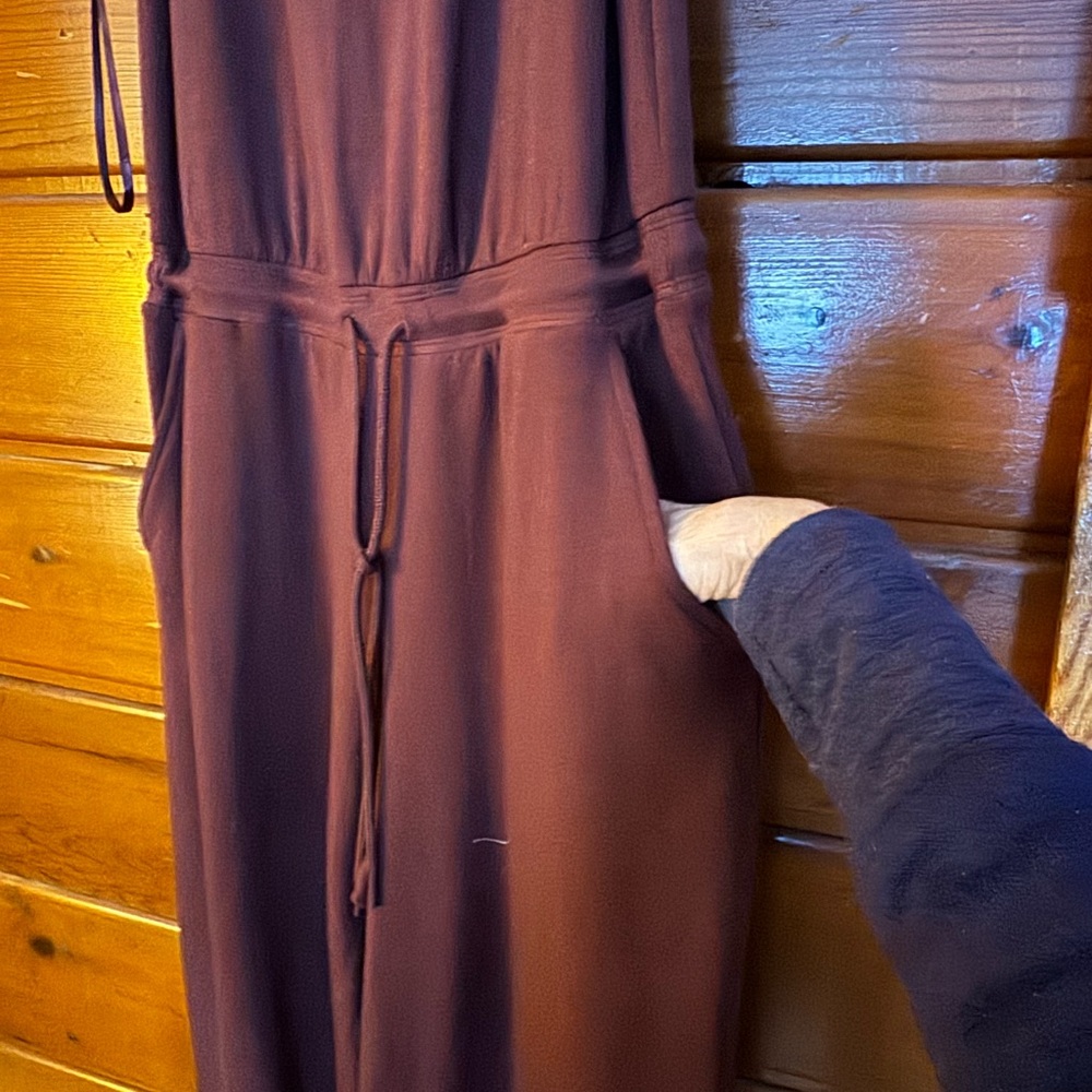 ATHLETA NWOT Abstract Brown Wide-Leg Jumpsuit Large - Picture 3 of 6